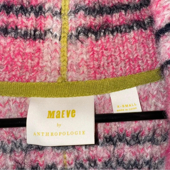 Anthropologie MAEVE Pink Plaid AURELIA SWEATER JACKET CARDIGAN XS - Picture 7 of 11